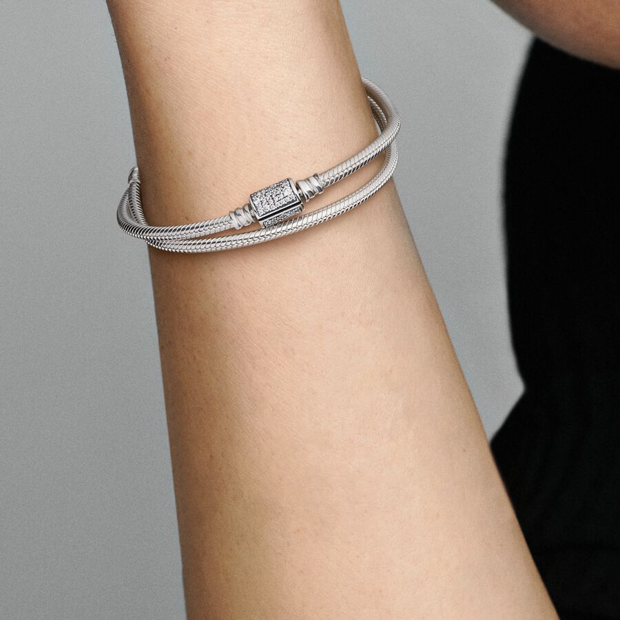 Pandora Double Wrap Barrel Clasp Snake Chain Bracelet - 599544C01