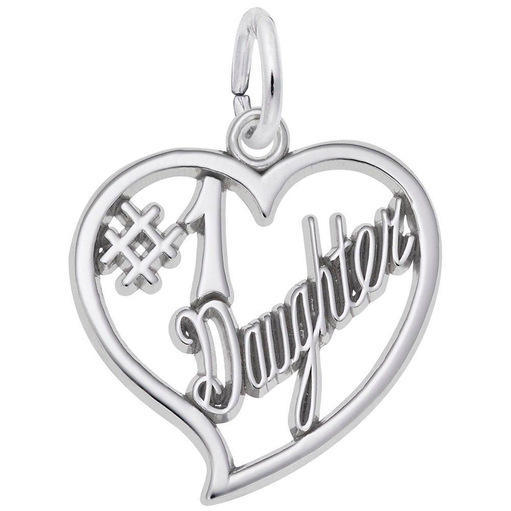 Sterling Silver #1 Daughter Heart Charm