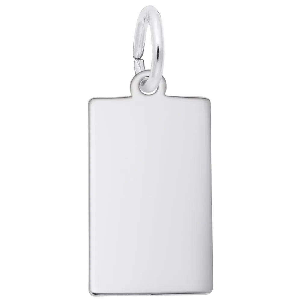 Sterling Silver Small Rectangle Dog Tag Charm