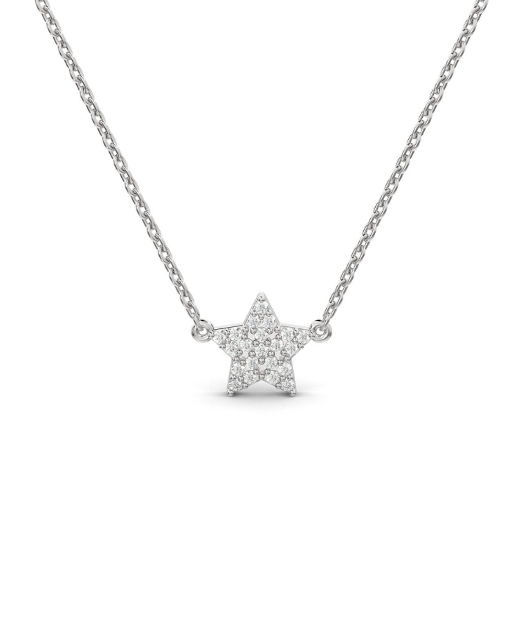 10 Karat White Gold Laboratory Diamond Star Necklace