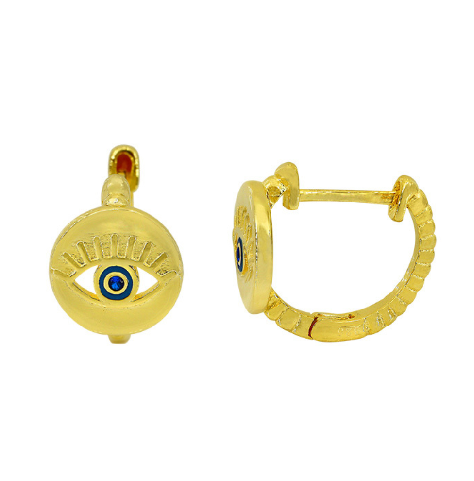 Silver Gold Plated Evil Eye Hoops