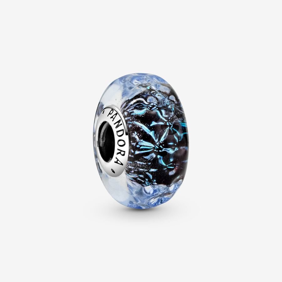 Pandora Wavy Dark Blue Murano Glass Ocean Charm - 798938C00