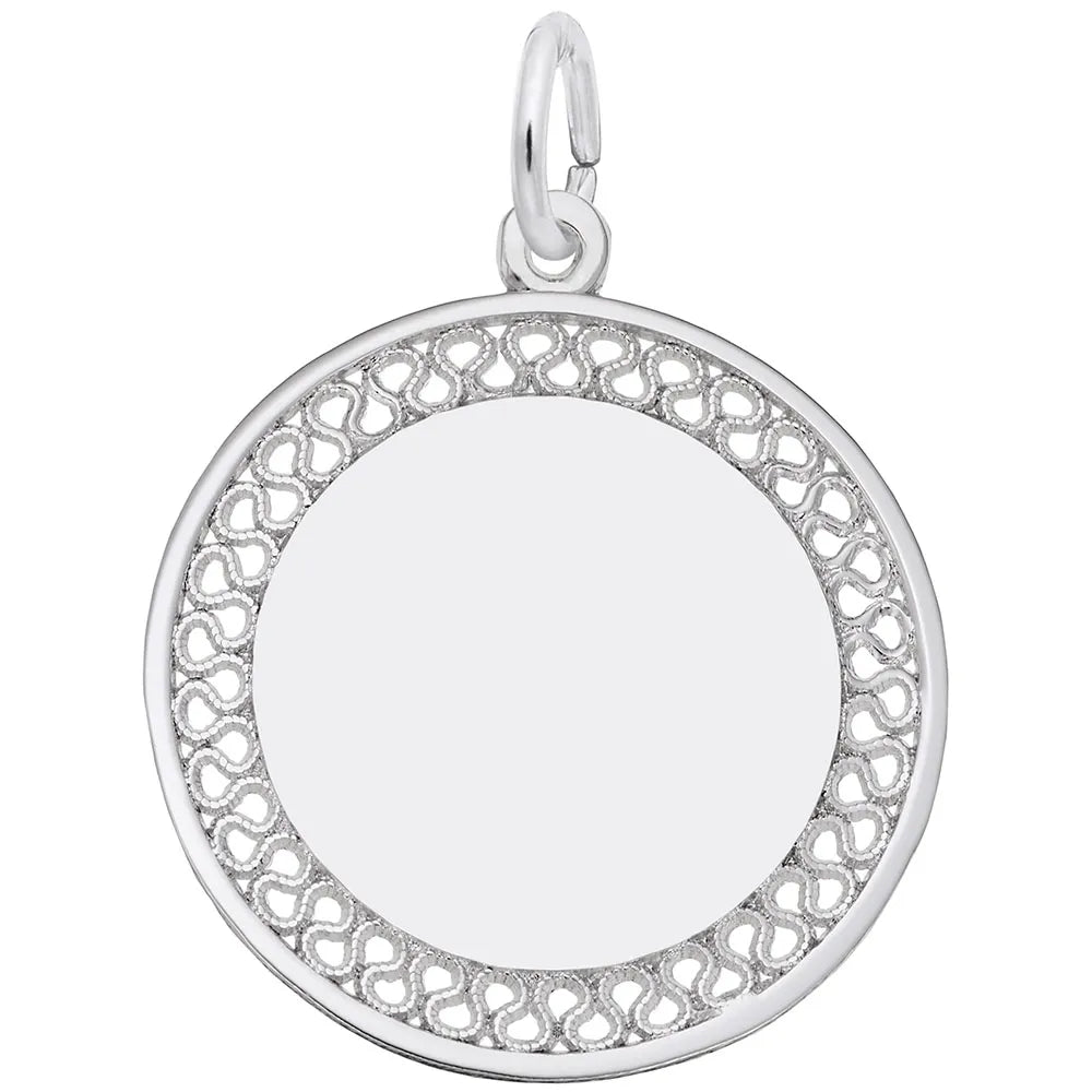 Sterling Silver Large Filigree Disc Charm