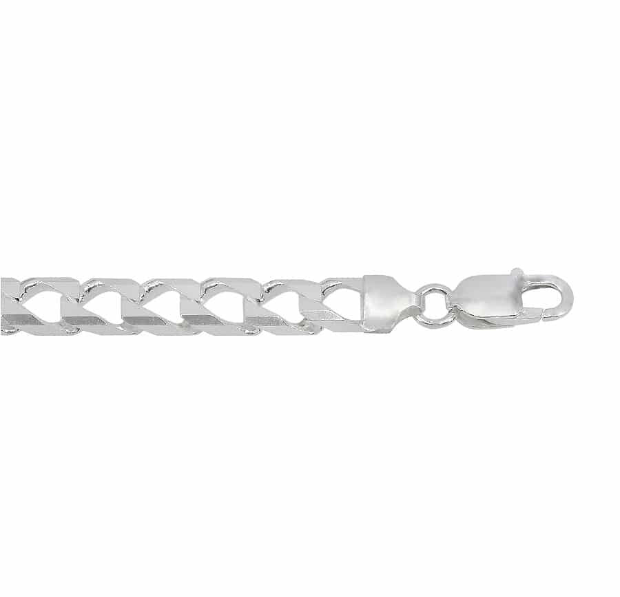 Sterling Silver Square Curb Chain-4.1mm