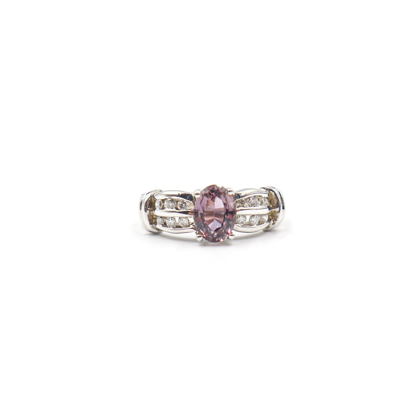 14 Karat White Gold Purple Sapphire and Diamond Ring