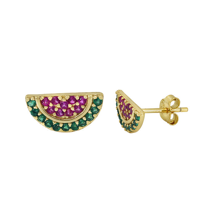 Silver Gold Plated Watermelon Studs