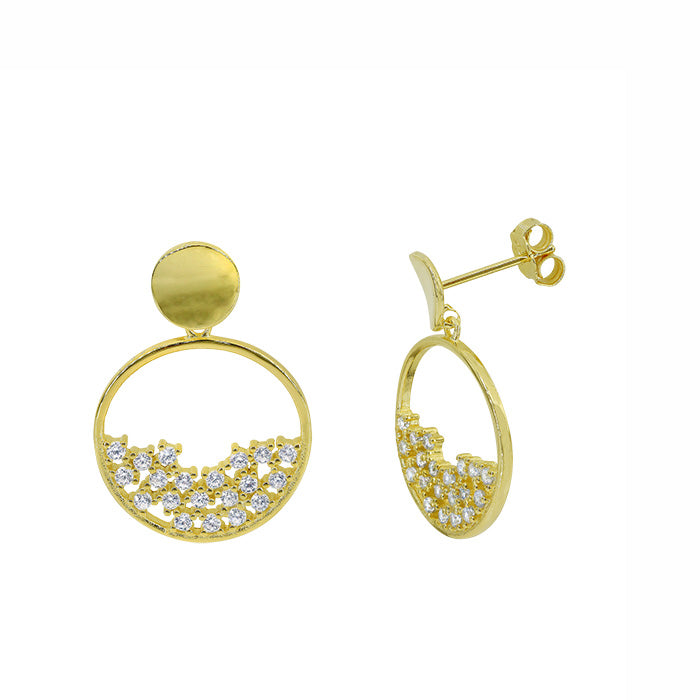 Sterling Silver Gold Plated Cubic Zirconia Drop Earrings