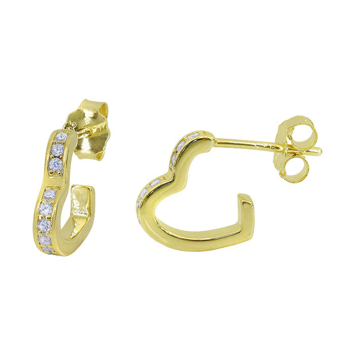 Sterling Silver Gold Plated Heart Mini Hoop Earrings