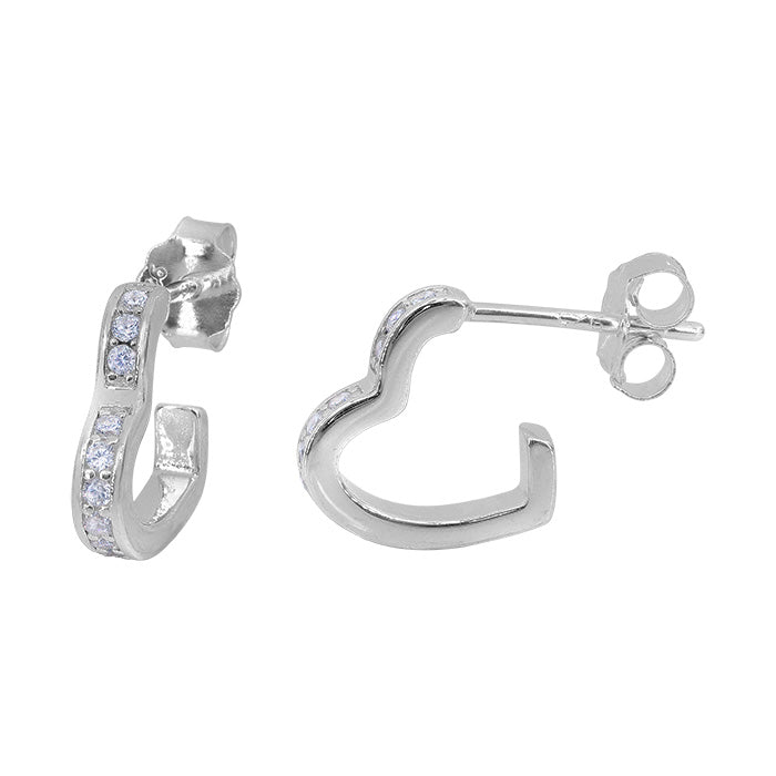 Sterling Silver Heart Mini Hoop Earrings