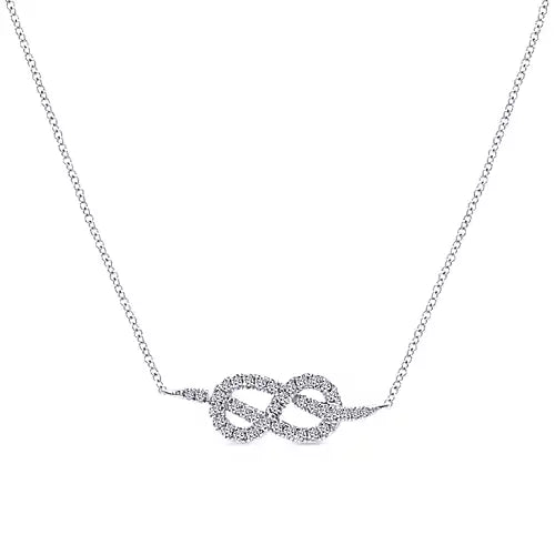 Gabriel & Co. 14 Karat White Gold Eternal Love Infinity Diamond Necklace