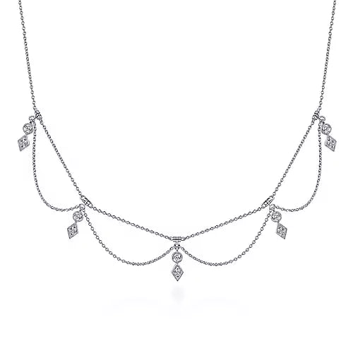 Gabriel & Co. 14 Karat White Gold Diamond Choker Necklace