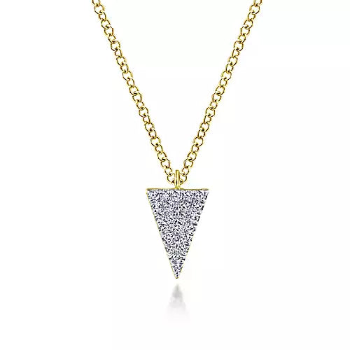 Gabriel & Co. 14 Karat Yellow Gold Triangle Pave Diamond Necklace