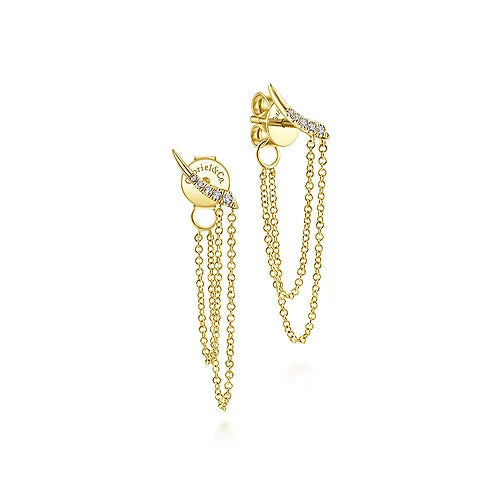 Gabriel & Co. 14 Karat Gold Diamond Drop Chain Earrings