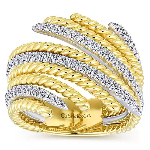 Gabriel & Co. 14 Karat Yellow Gold Layered Diamond Wrap Ring