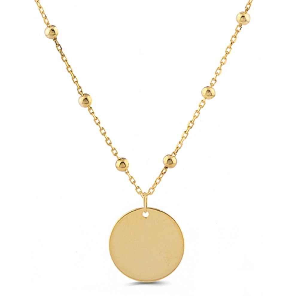 Sterling Silver Gold Plated Disc Necklace