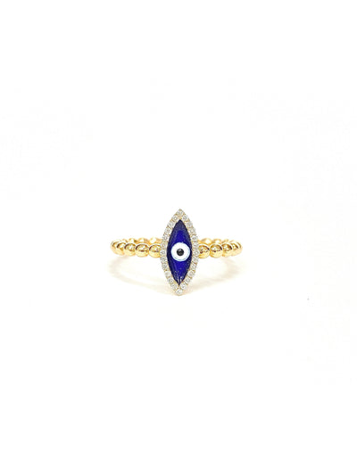 18 Karat Gold Evil Eye Diamond Ring