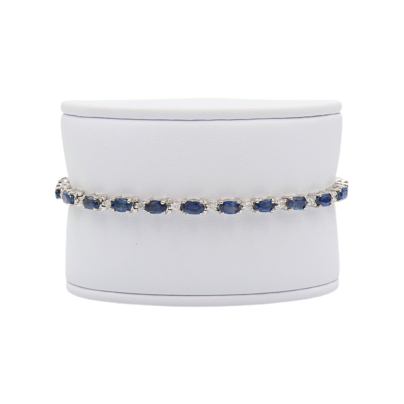 14 Karat White Gold Sapphire and Diamond Tennis Bracelet