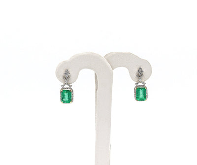 18 Karat Gold Emerald and Diamond Drop Earrings