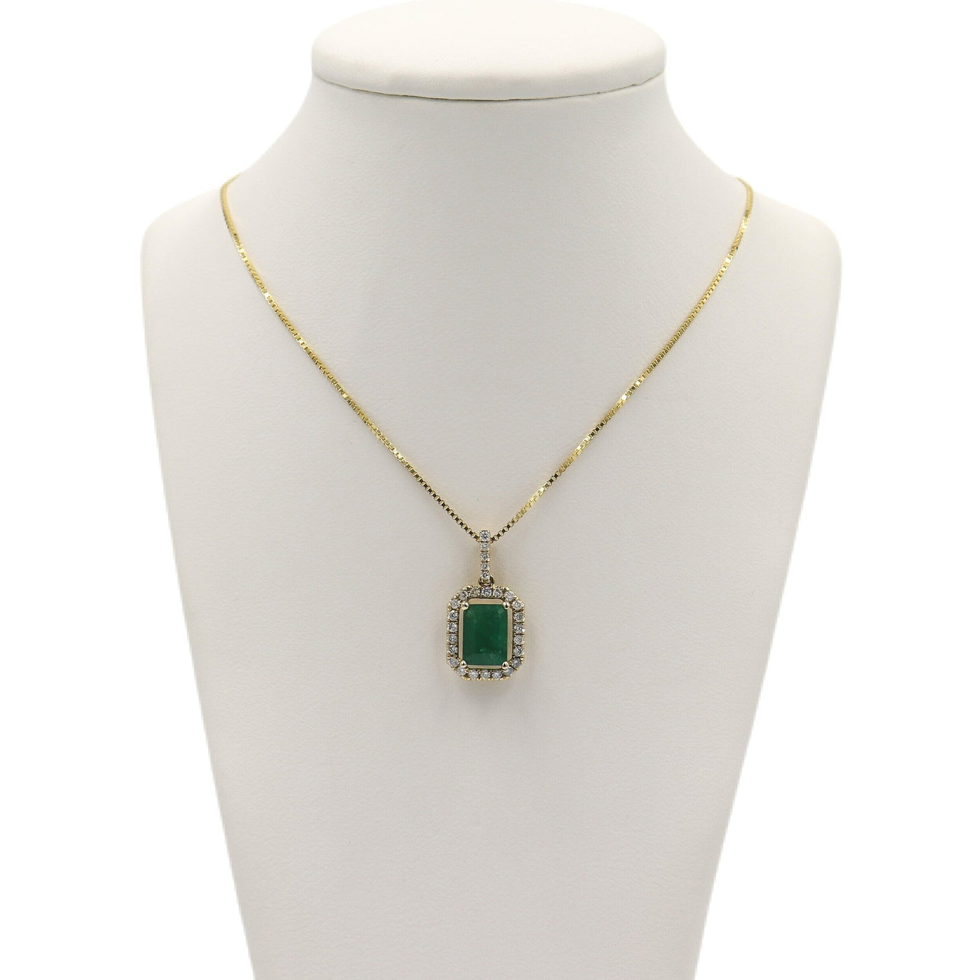 14 Karat Yellow Gold Emerald and Diamond Necklace