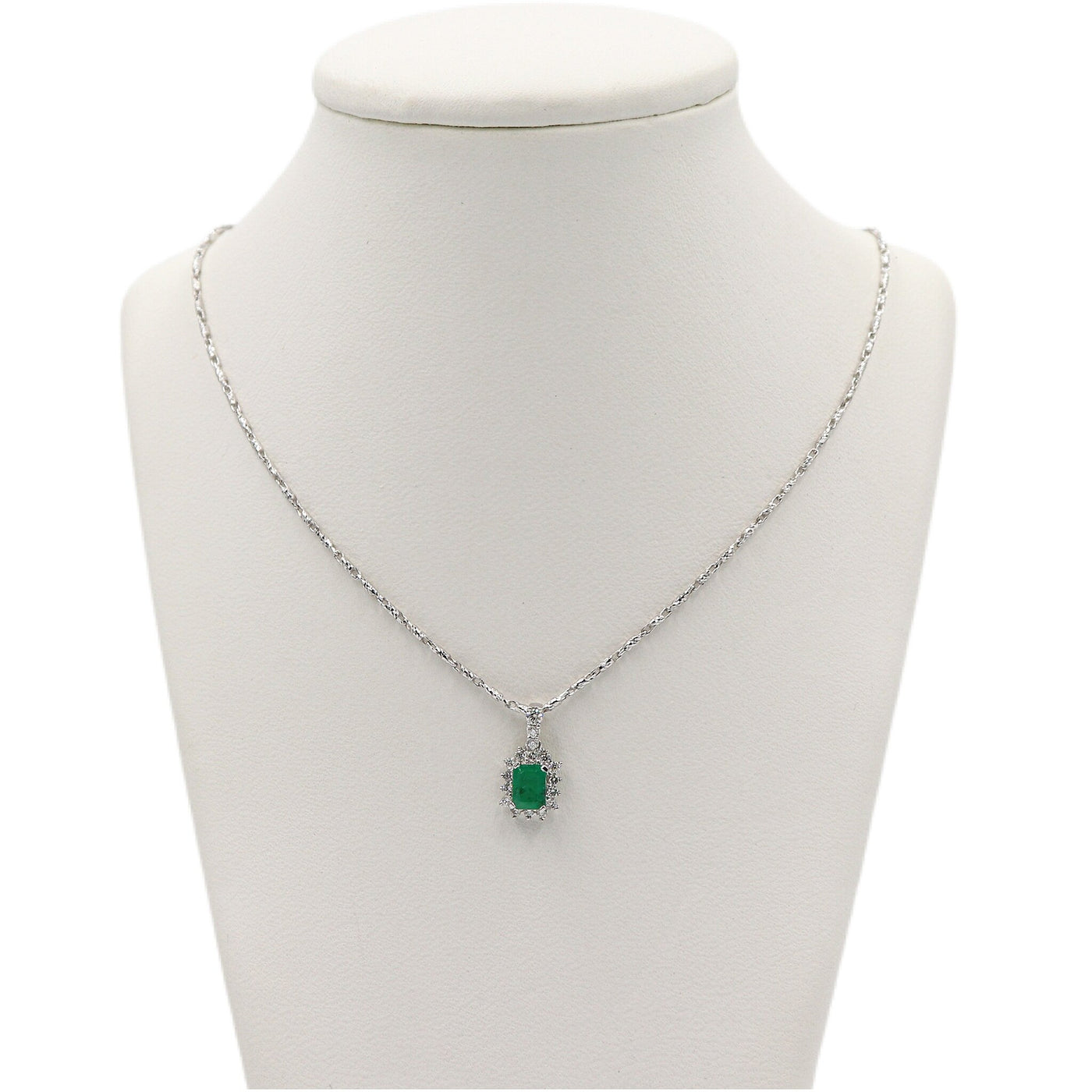 14 Karat Gold Mini Emerald and Diamond Necklace