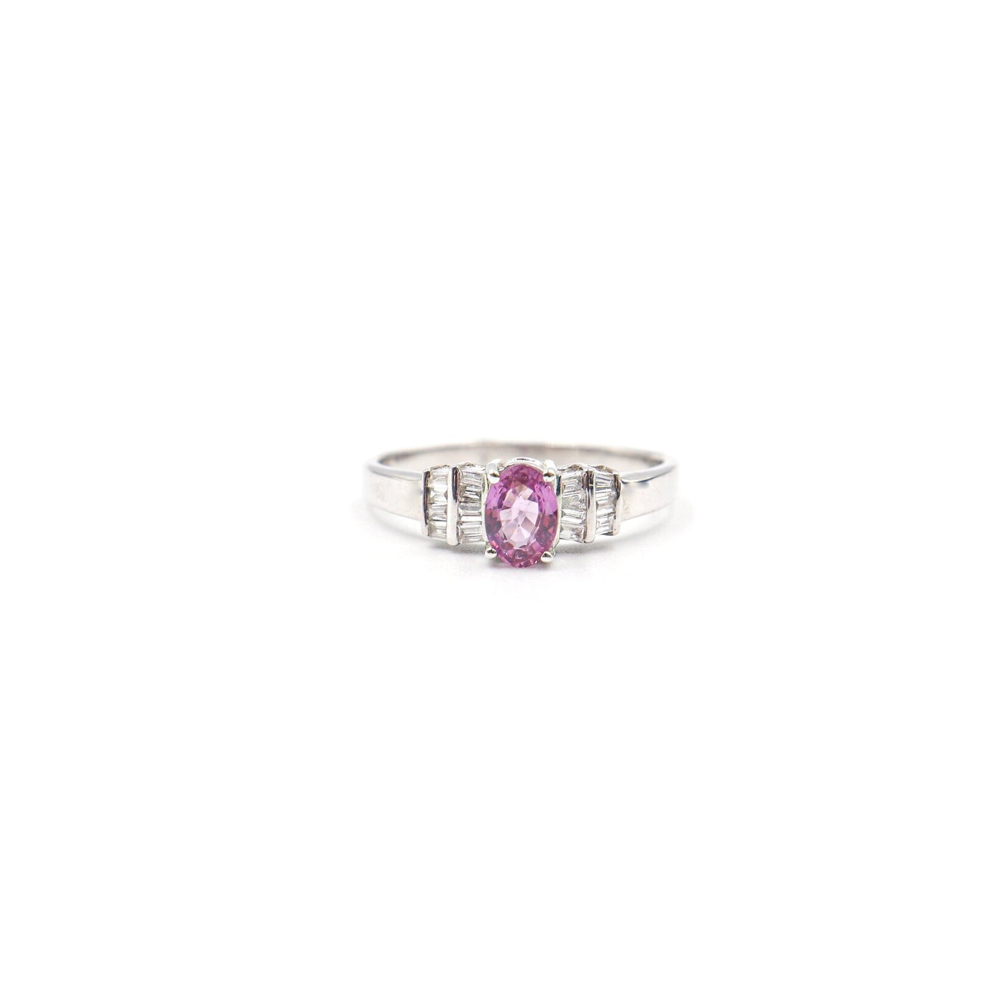 14 Karat White Gold Pink Sapphire and Diamond Ring