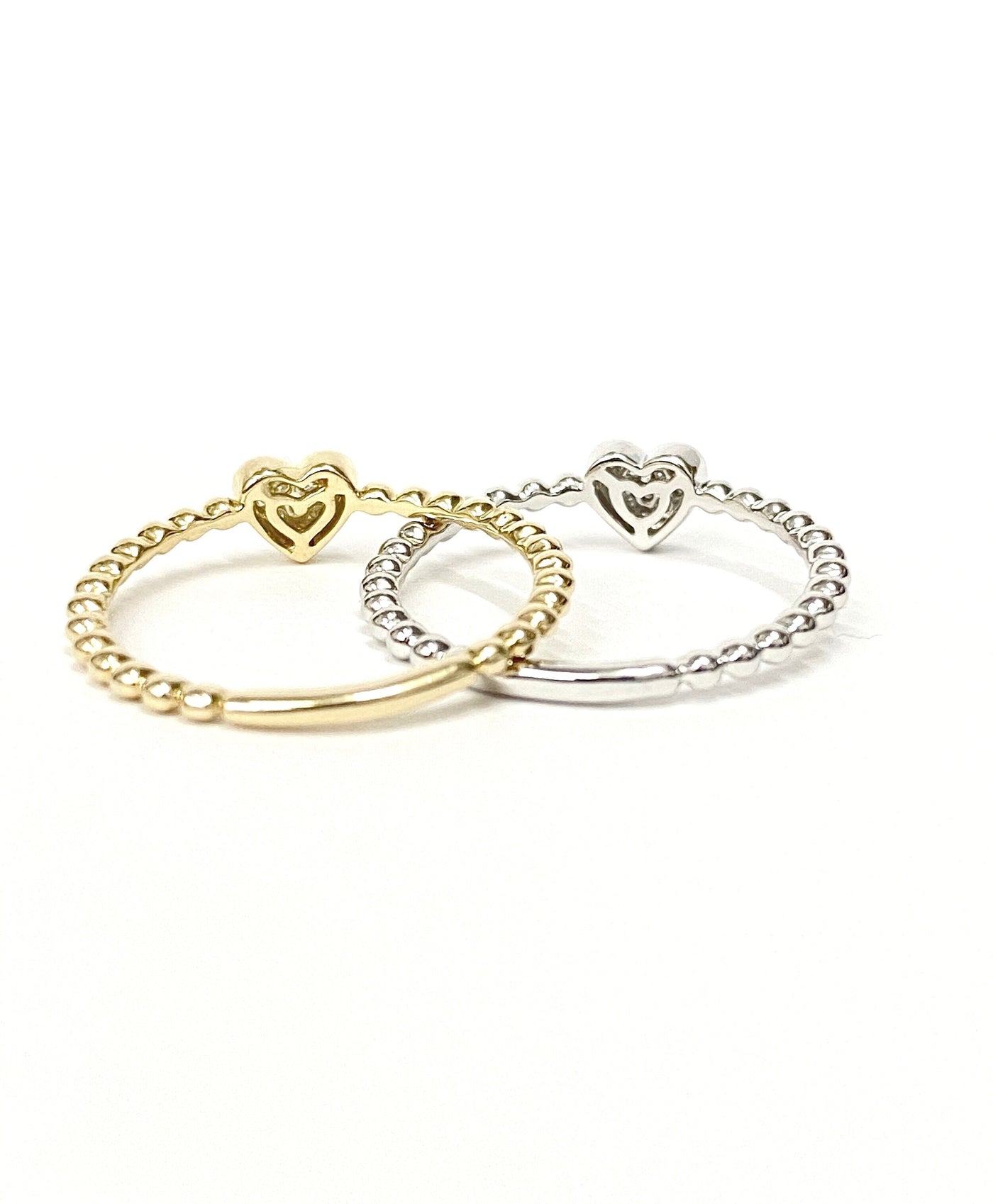14 Karat Mini Pave Set Heart Beaded Diamond Ring