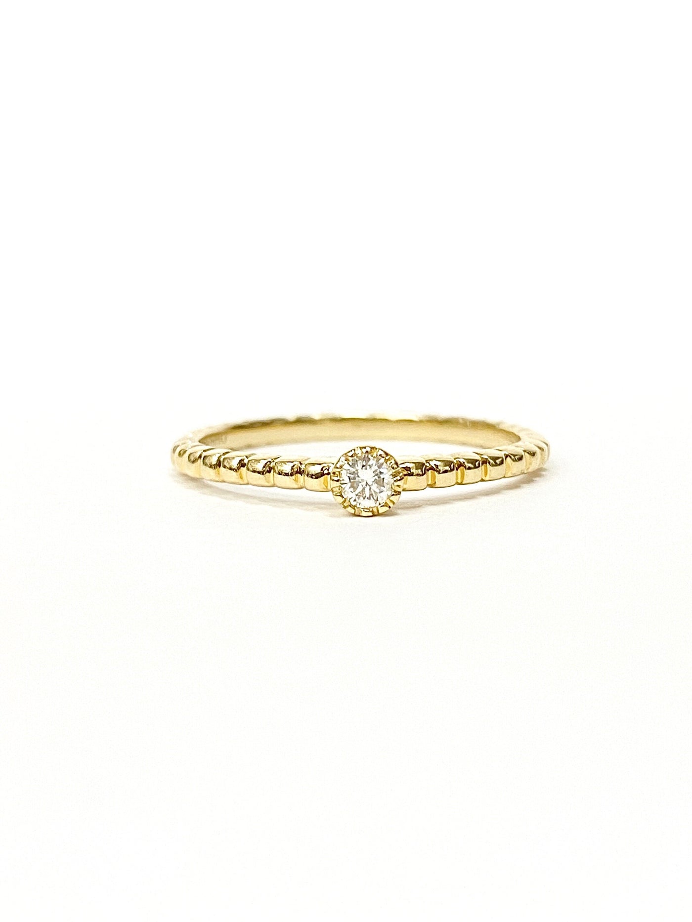 14 Karat Mini Beaded Bezel Set Beaded Diamond Ring