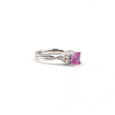 14 Karat White Gold Pink Sapphire and Diamond Ring