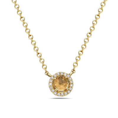 14 Karat Yellow Gold Citrine and 0.05CT Diamond Necklace