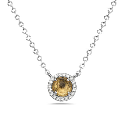 14 Karat Yellow Gold Citrine and 0.05CT Diamond Necklace