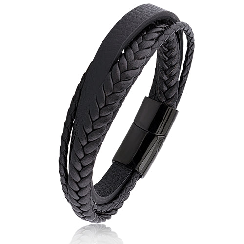 Black Multi Layer Leather Bracelet