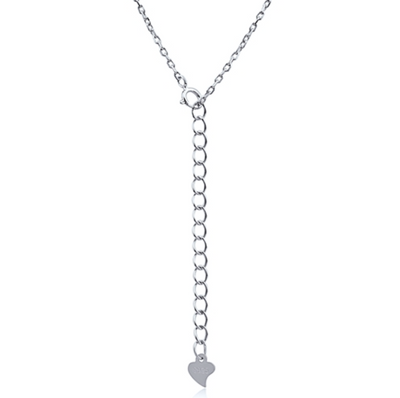 Sterling Silver and Cubic Zirconia Puffed Heart Necklace