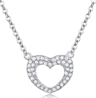 Sterling Silver and Cubic Zirconia Heart Necklace