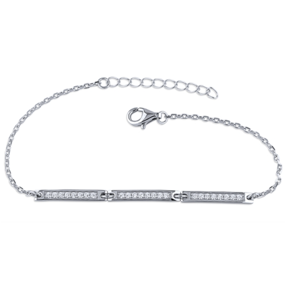 Sterling Silver and Cubic Zirconia Bar Bracelet