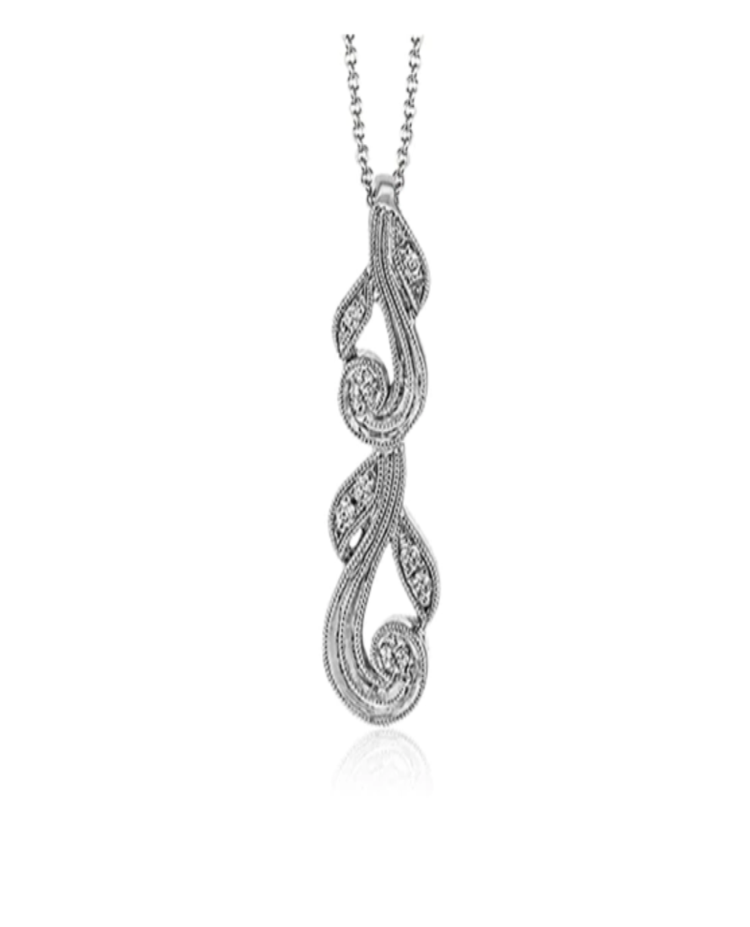 Simon G 18 Karat White Gold Diamond Trellis Necklace