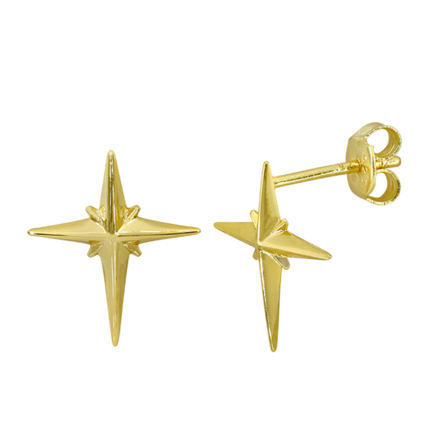 Sterling Silver Gold Plated North Star Earrings