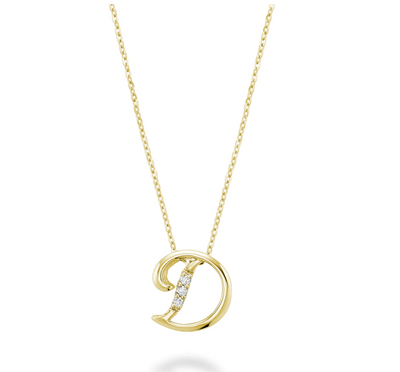 10 Karat Yellow Gold Diamond Initial Necklace