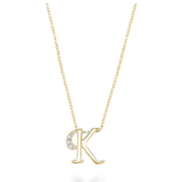 10 Karat Yellow Gold Diamond Initial Necklace