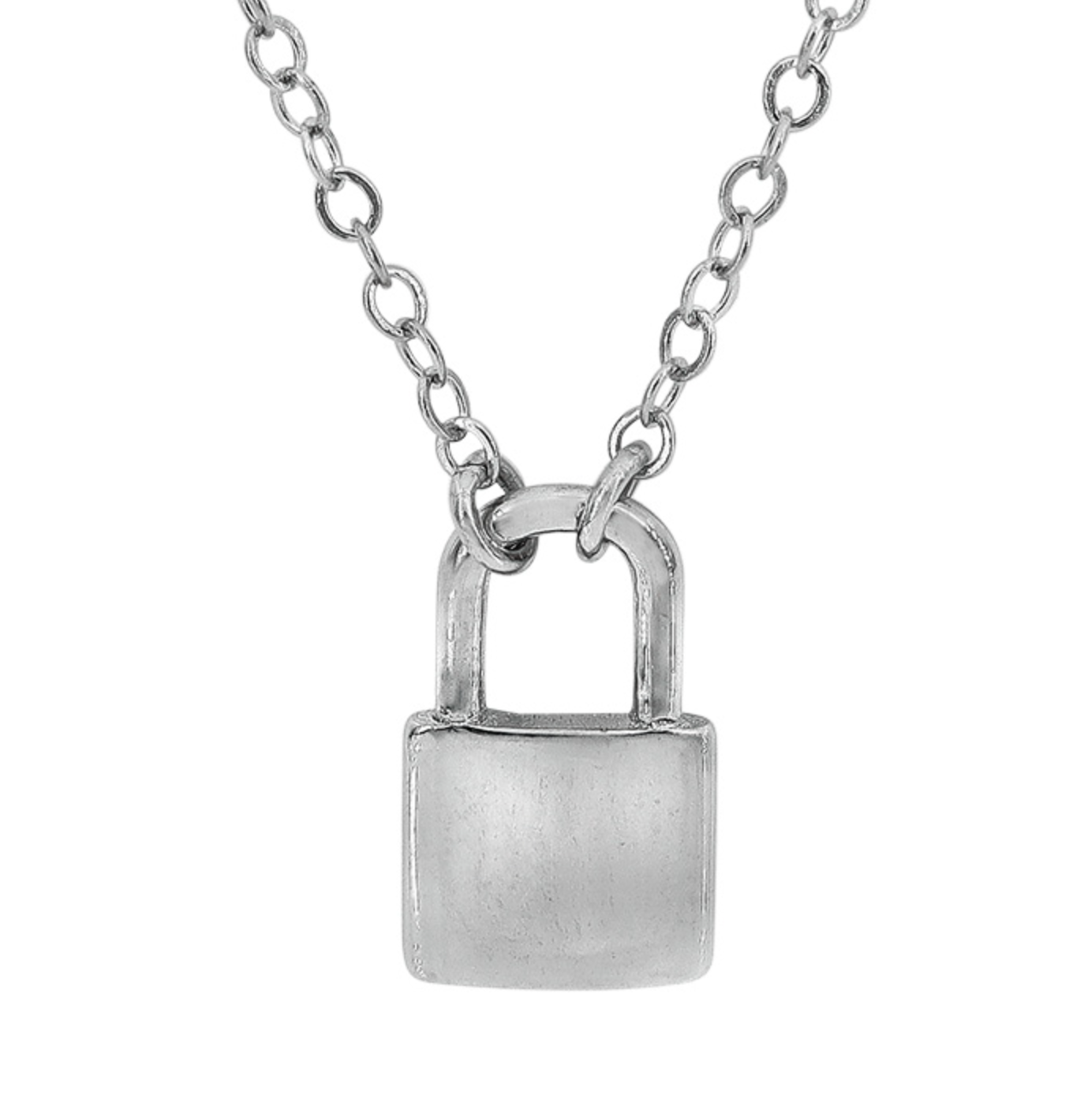 Sterling Silver Mini Lock Necklace