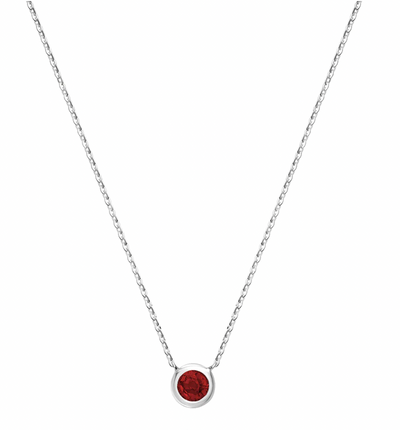 10 Karat Gold Ruby Bezel Necklace