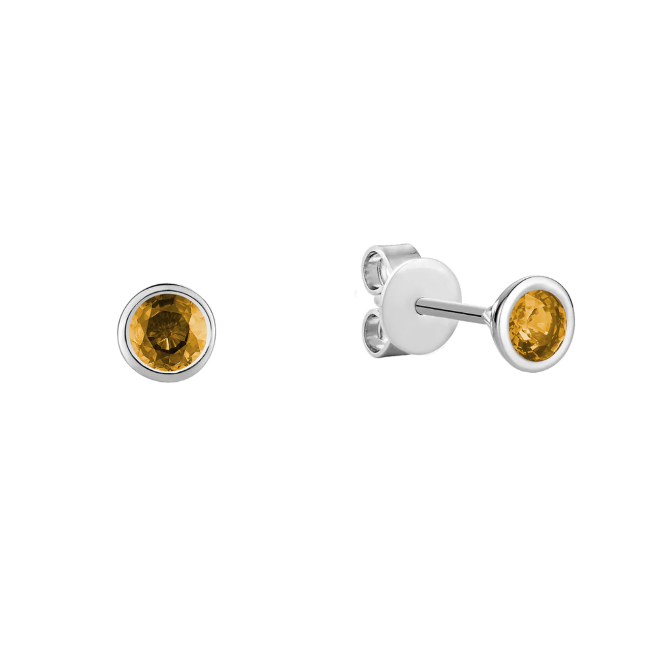 10 Karat White Gold Bezel Citrine Stud Earrings