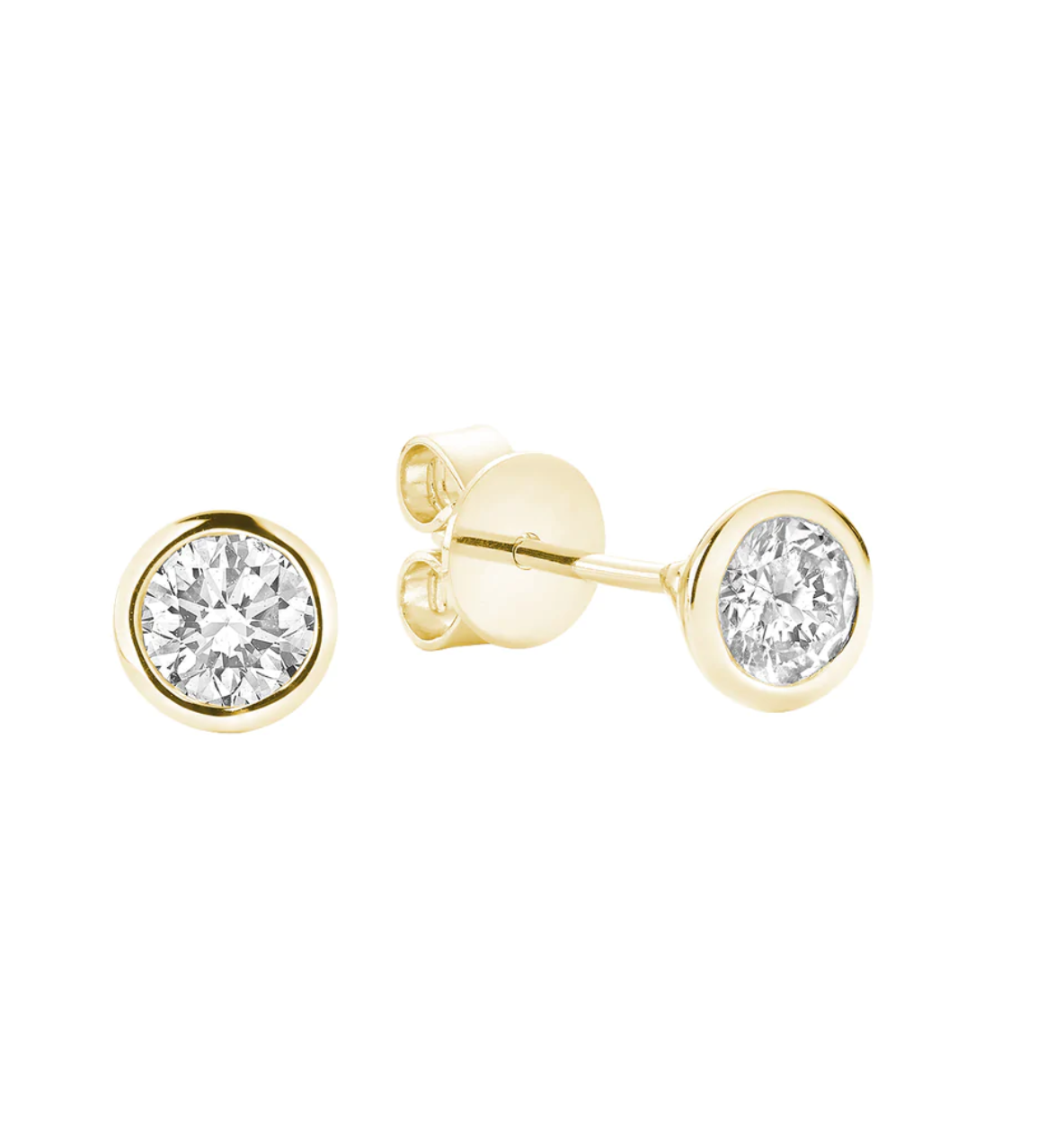 10 Karat Gold 0.15 Diamond Bezel Stud Earrings