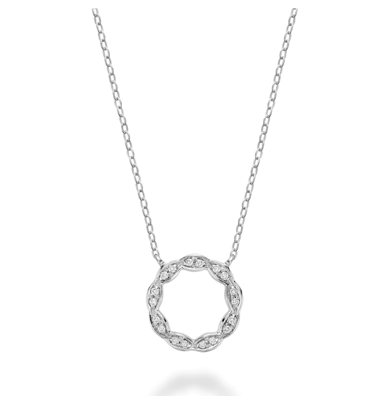10 Karat White Gold Marquise Circle Diamond Necklace