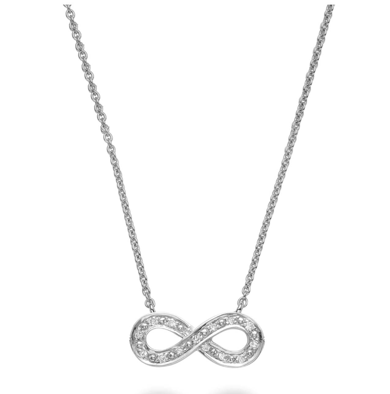 10 Karat White Gold Diamond Infinity Necklace