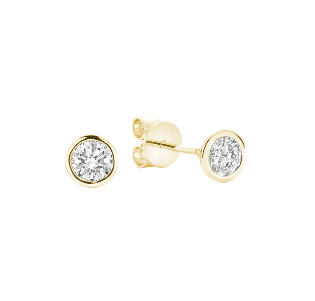 10 Karat Gold 0.40 Diamond Bezel Stud Earrings