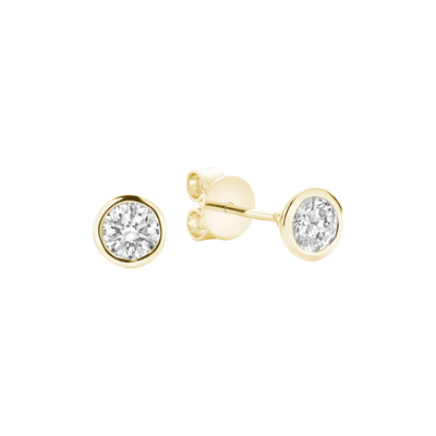 10 Karat Gold 0.75 Diamond Bezel Stud Earrings