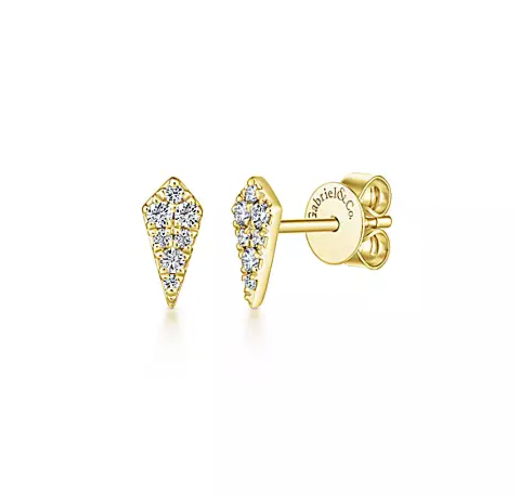 Gabriel & Co. 14 Karat Yellow Gold Diamond Kite Stud Earrings