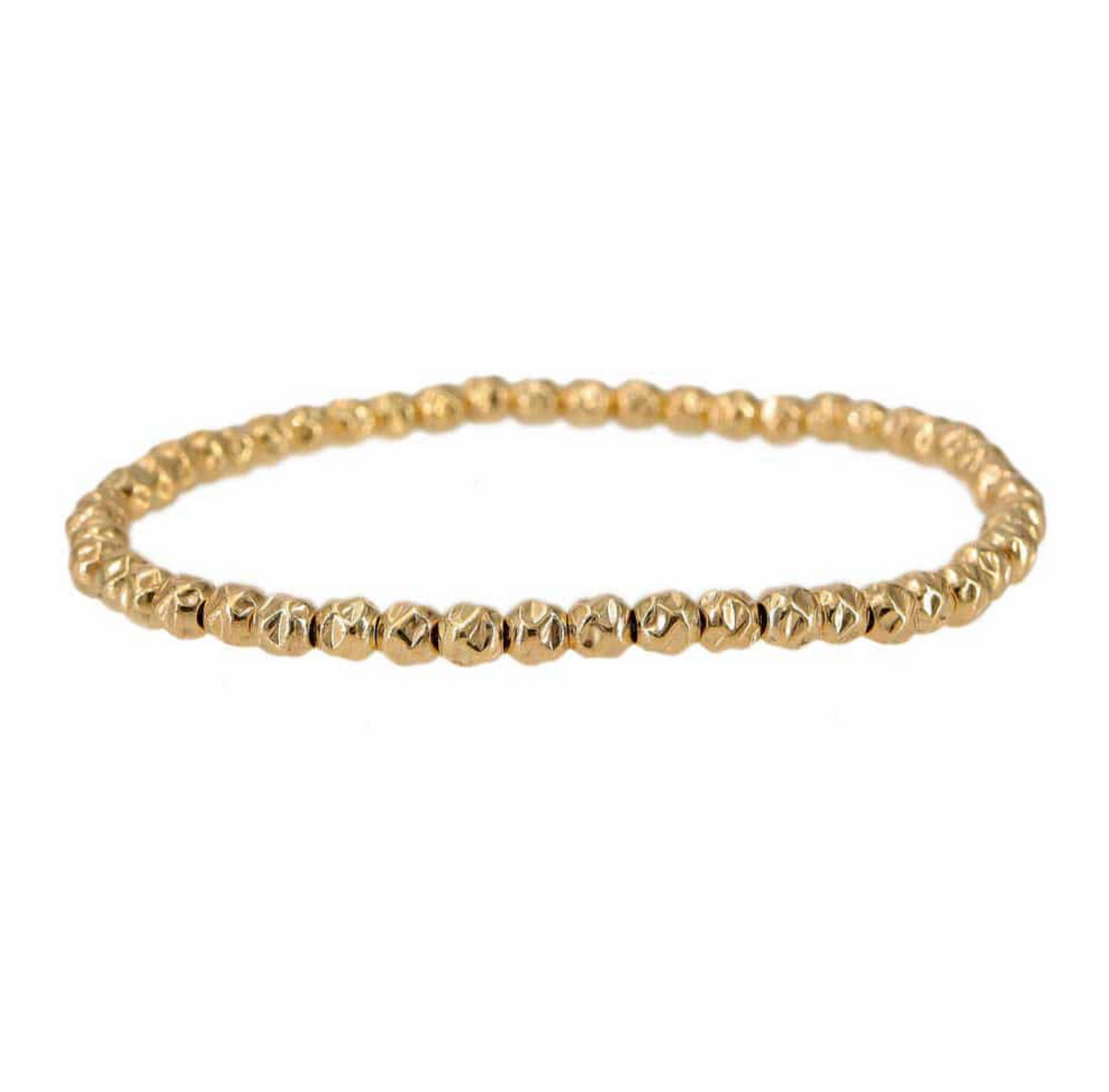 Gold Filled 4mm Hammered Bead Stretch Bracelet