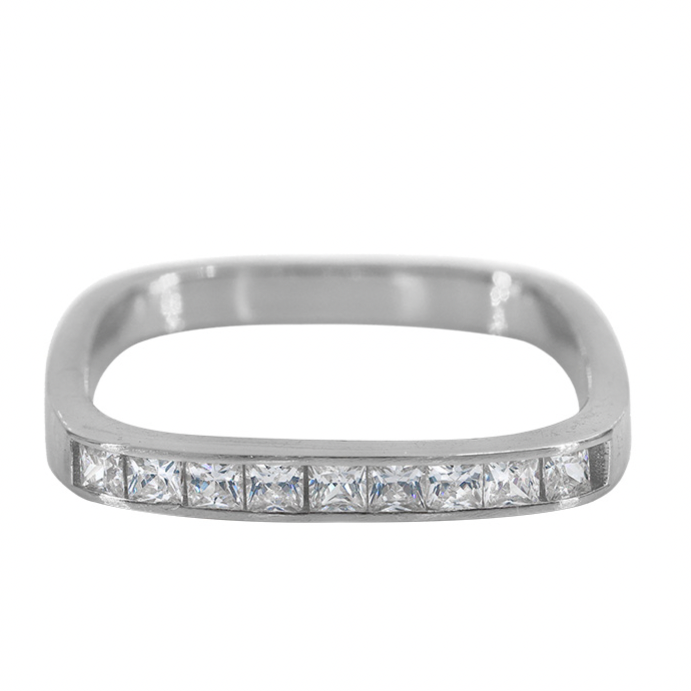Sterling Silver Cubic Zirconia Square Band