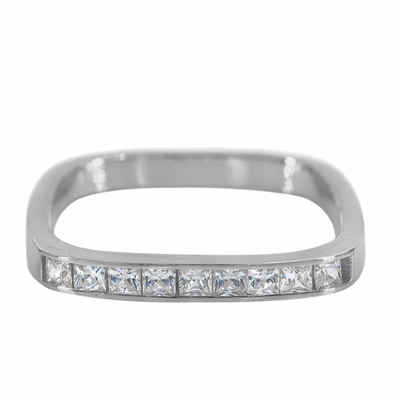 Sterling Silver Cubic Zirconia Square Band